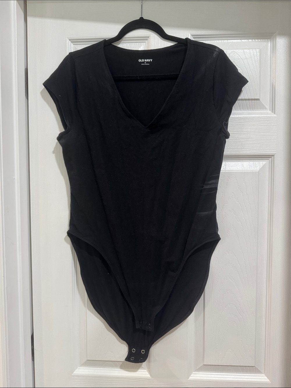 Old Navy Black V-Neck Short Sleeve Bodysuit